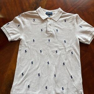 Boys’ Polo by Ralph Lauren Light Gray Polo with Navy Pony Embroidery